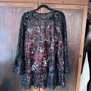 Free People sequin bell sleeve mini dress